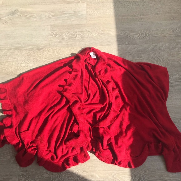 💚4 for $30💚 NWOT Laura Red Knitted Poncho / Cape - Picture 3 of 7